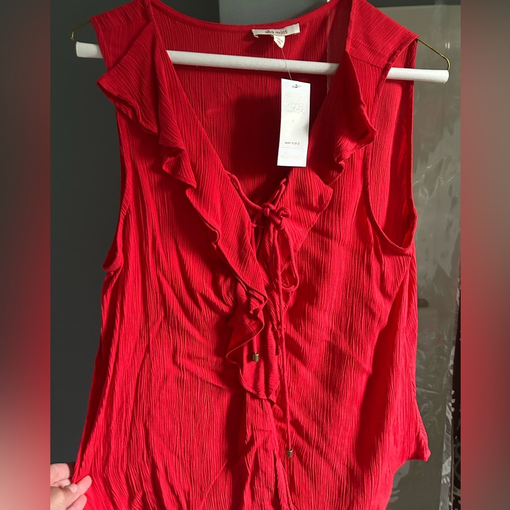 Ella Moss Vibrant Red Ruffle Blouse